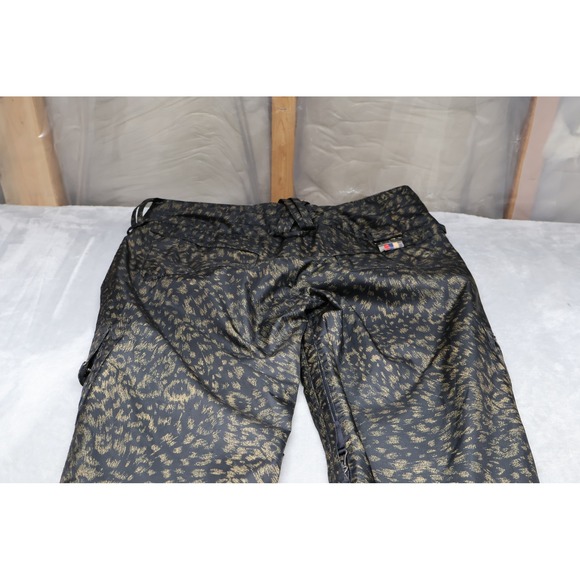 Burton Snow Pants Womens Medium Black Gold Leopard Print Waterproof Cargo Skiing - Picture 12 of 14
